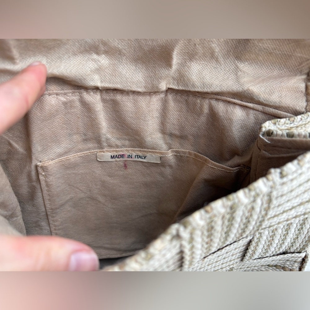 Vintage Woven Beige and Cream Shoulder Bag Bertini Italy - Picture 8 of 10